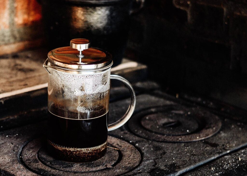 brewing coffee in french press