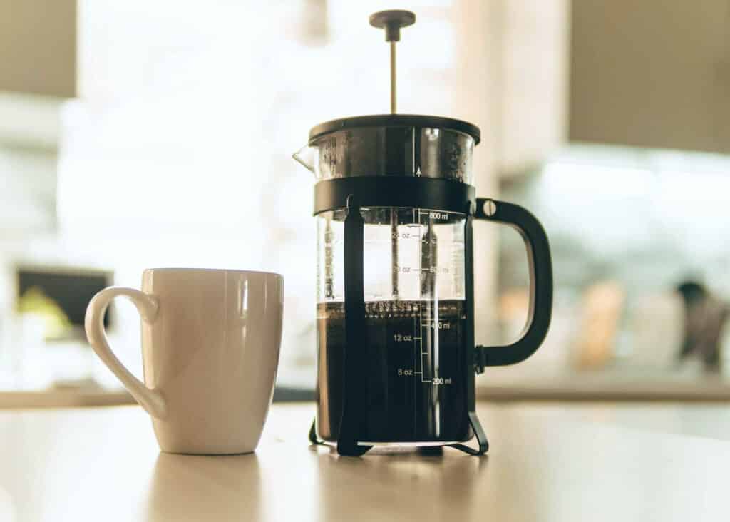 french press and cup