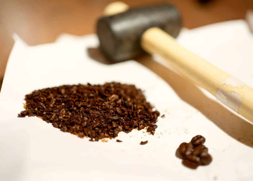 coffee ground with hammer