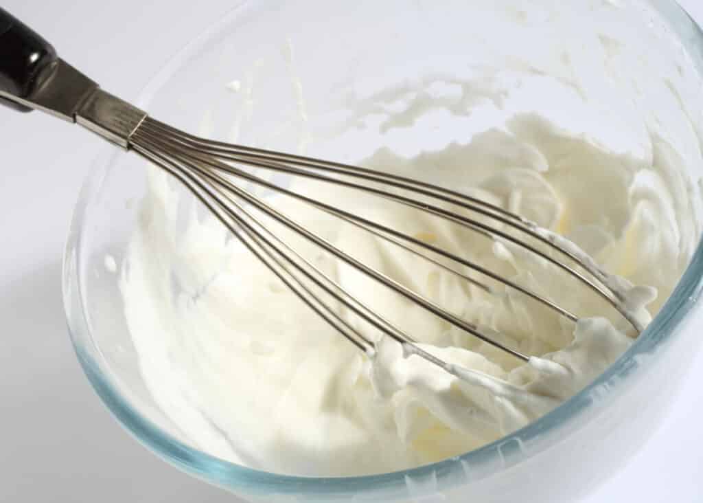 heavy whipping cream in a bowl