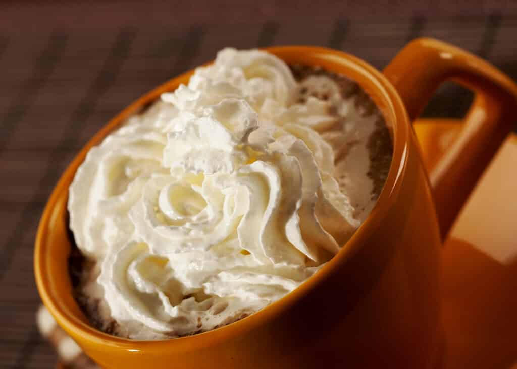 whipped cream in coffee