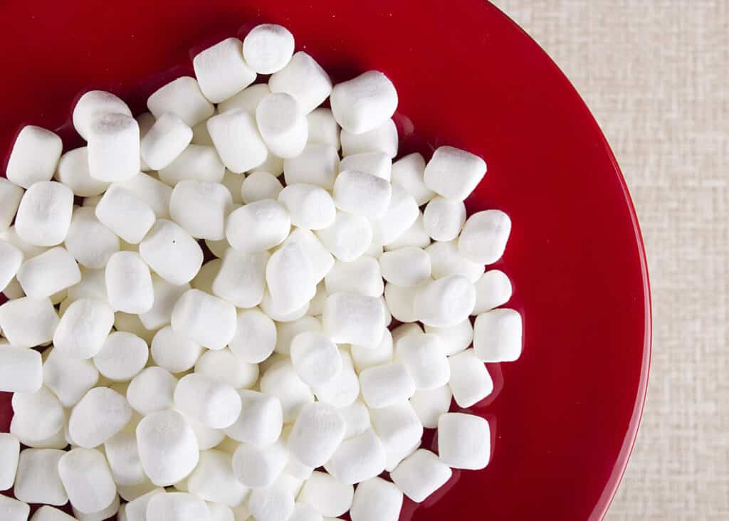 miniature marshmallows on a plate