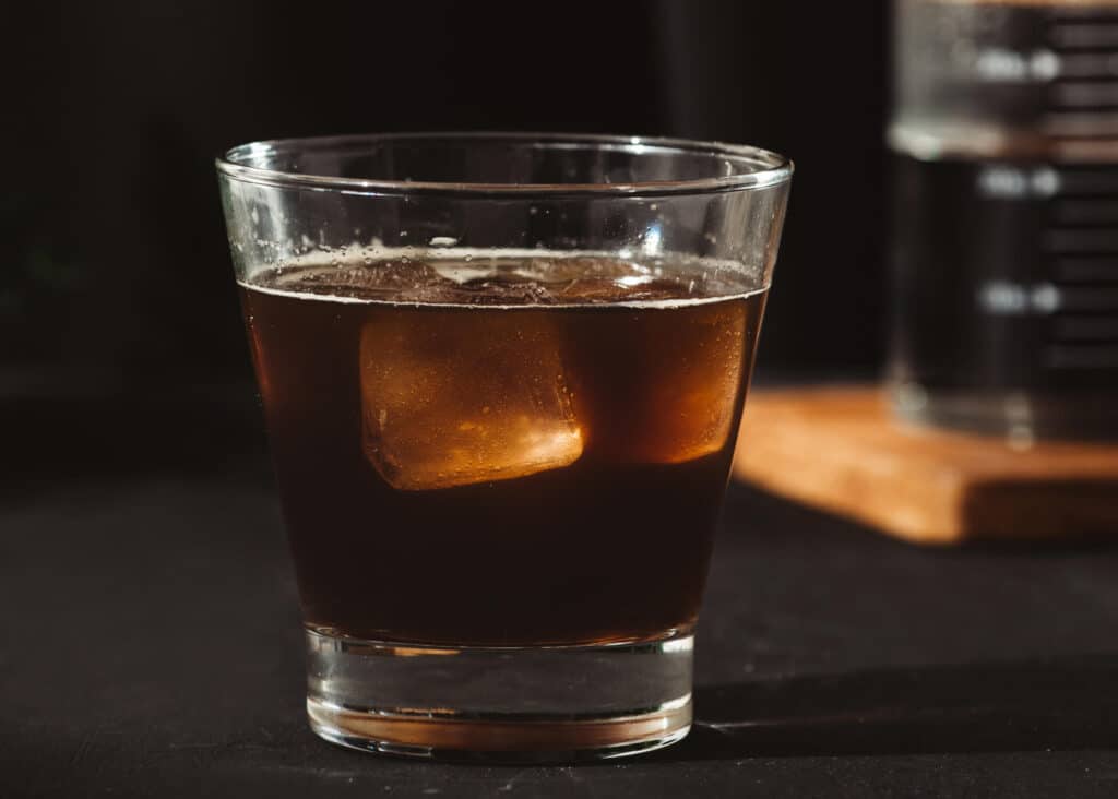 strong cold brew coffee in a glass