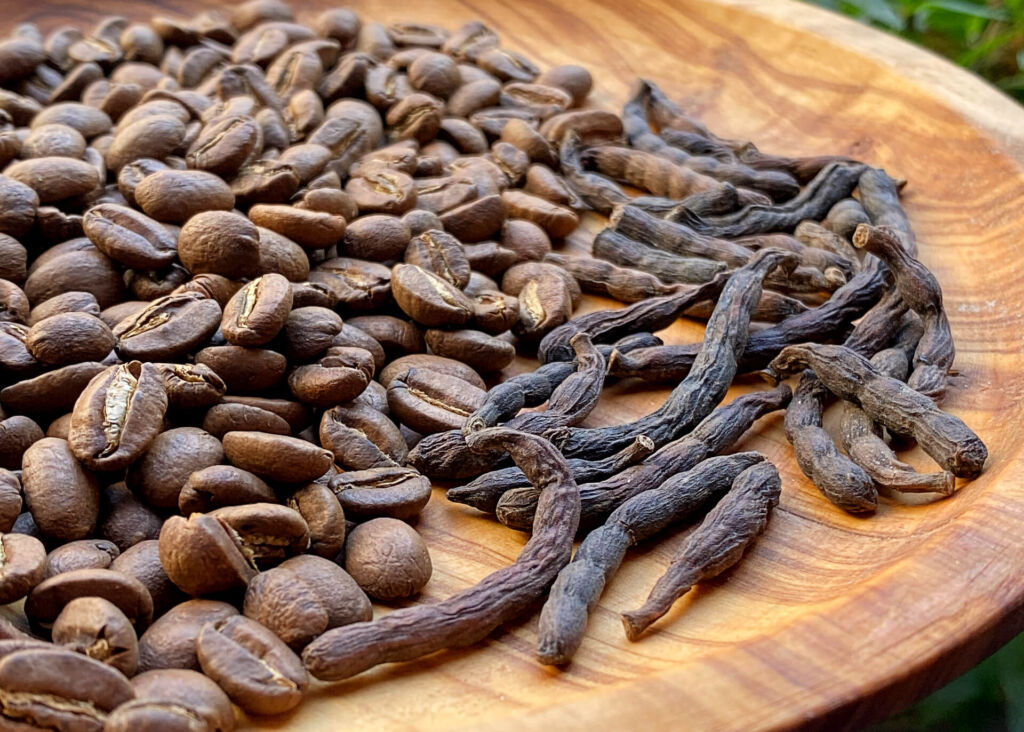 coffee beans and selim pepper