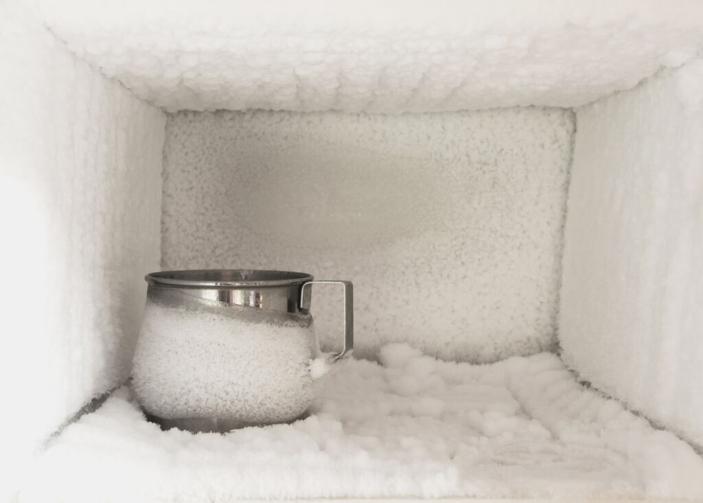 coffee cup in freezer