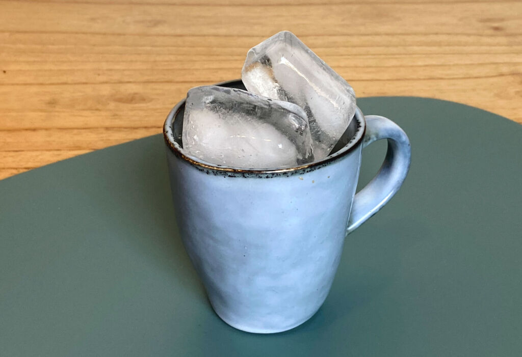 cup filled with ice cubes
