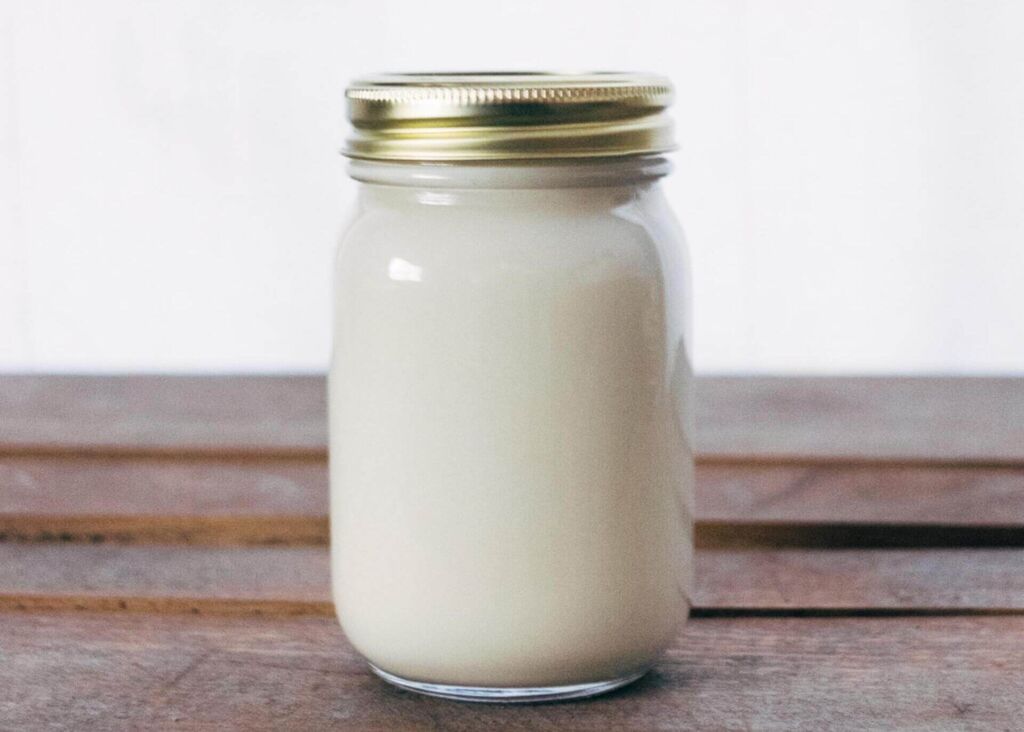 mason jar with oat milk