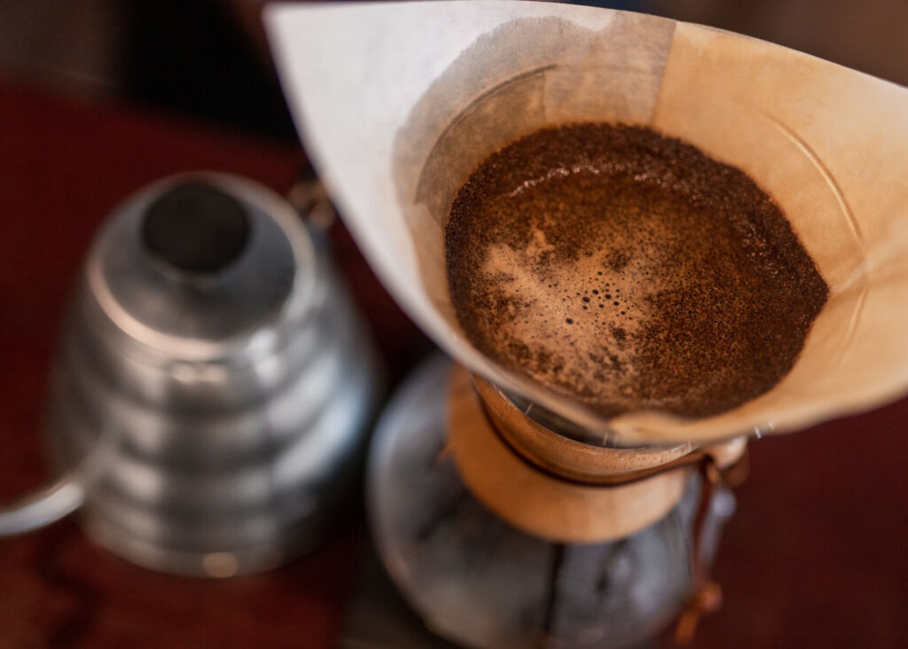 coffee brewing in chemex