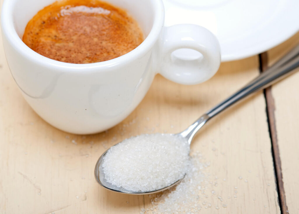 espresso cup and sugar spoon