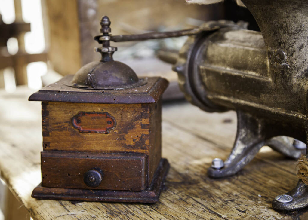 wooden antique grinder