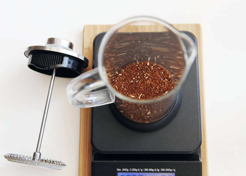 ground coffee in french press