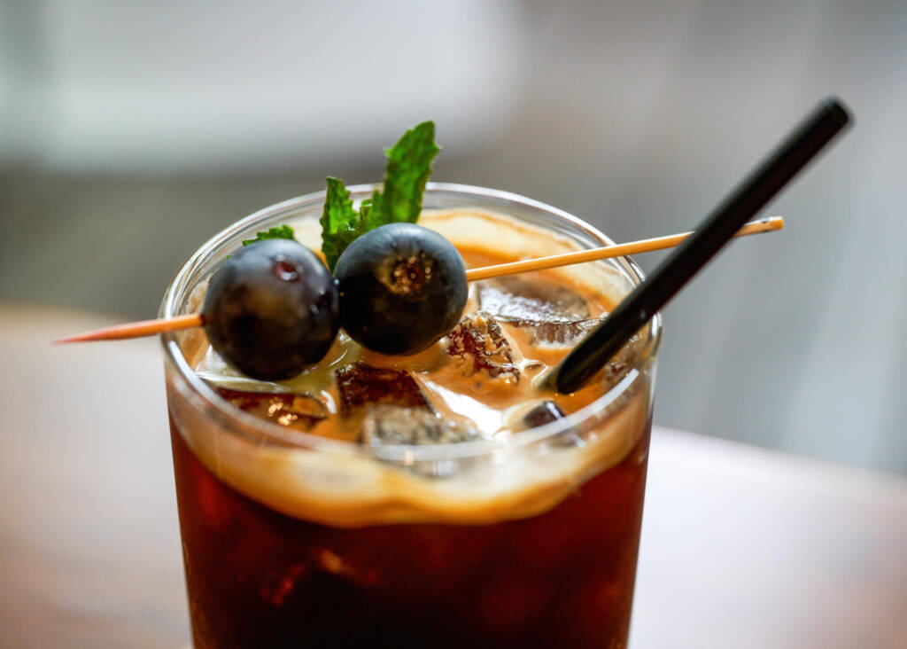 sparkling americano with blueberries