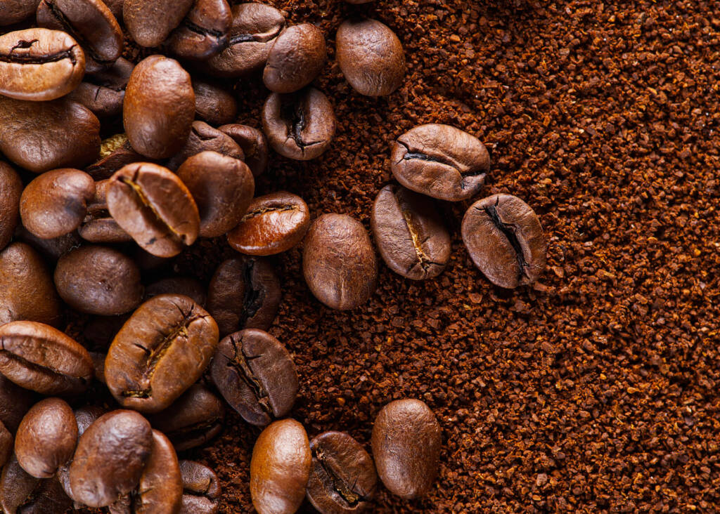 whole coffee beans and ground coffee