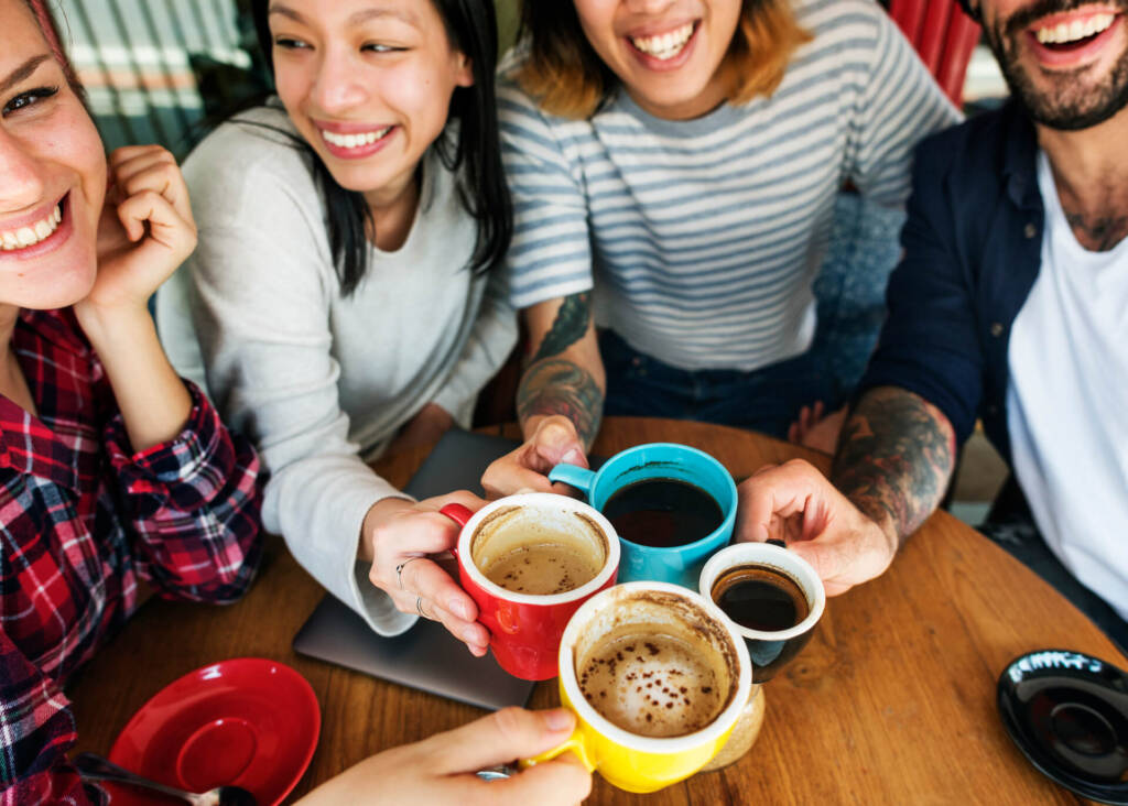 group of friends drinking coffee